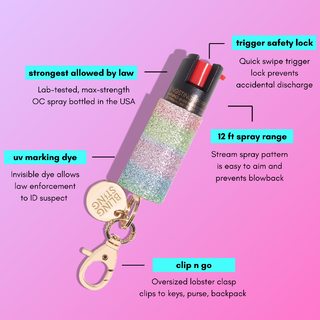 blingsting.com Safety Keychain Glitter Pepper Spray | 2 Pack