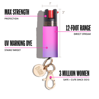 blingsting.com Safety Keychain Pink & Lavender Ombre Pepper Spray